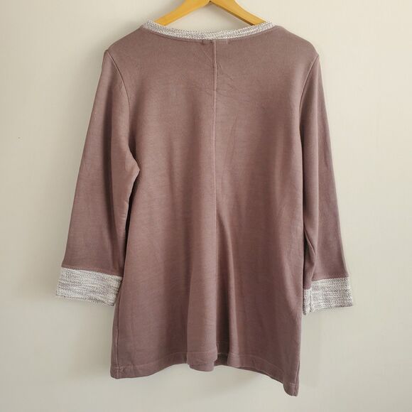 Fresh Produce Sunset Sweatshirt Medium Brown French Terry Casual Atheisure Relax - Picture 7 of 12